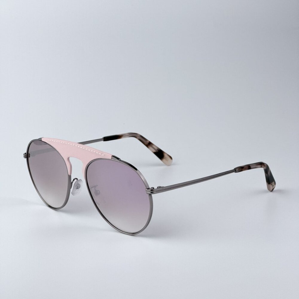 Loewe Women BRAND NEW Sunglasses LW40005U 14U Pink Leather Bordeaux Mirror Pilot - Picture 6 of 10